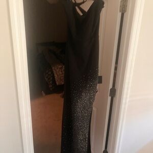 Lulu's Black Prom Gown with Sparkle Ombre